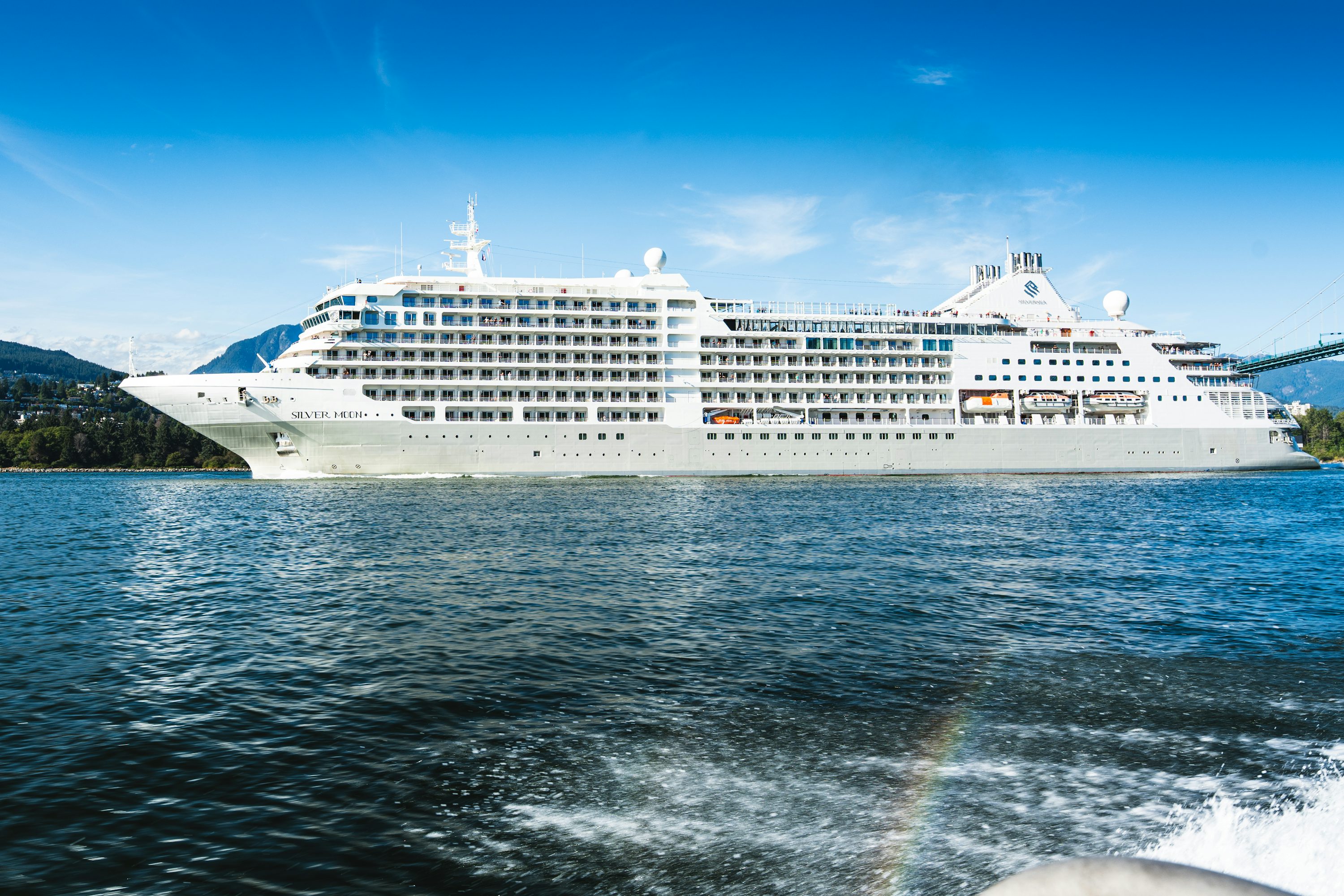 Navio de cruzeiro navegando em águas abertas